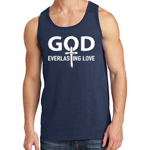 Mens Tank Navy Blue God Everlasting Love